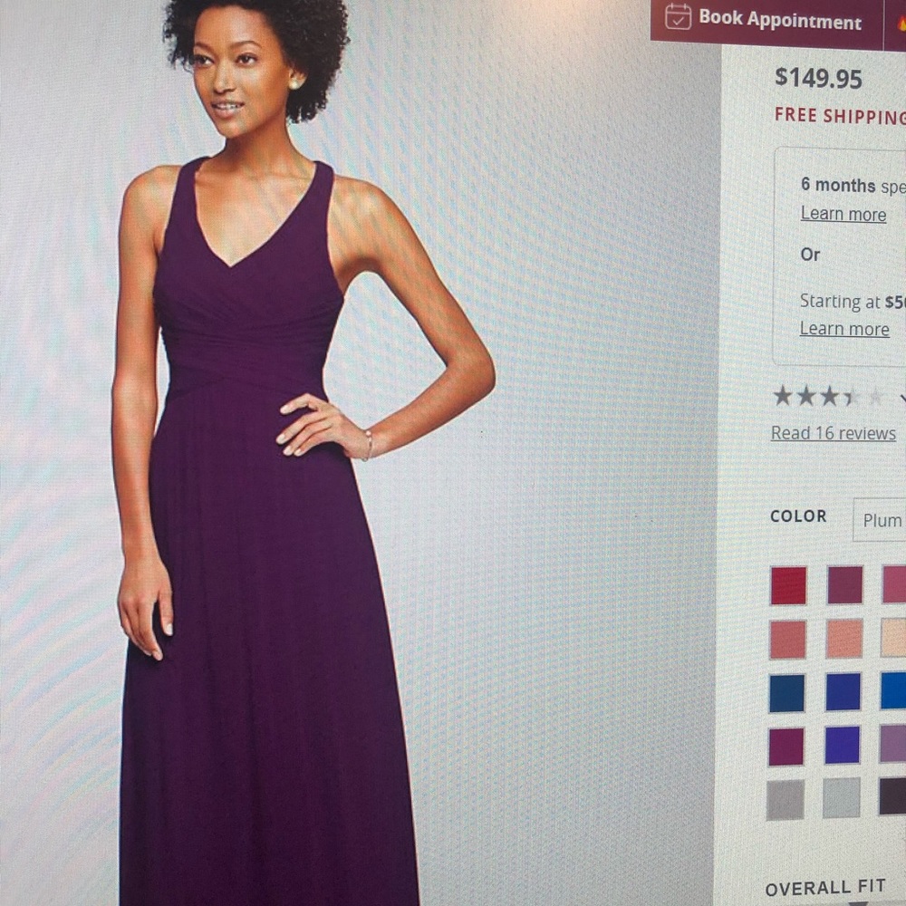David’s Bridal bridesmaid dress Plum